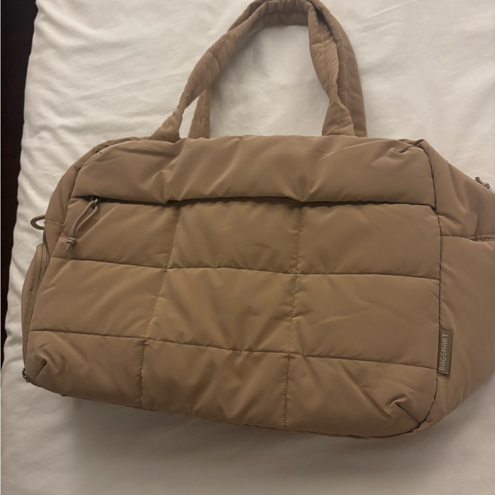 Stylish Tan Quilted Travel Bag